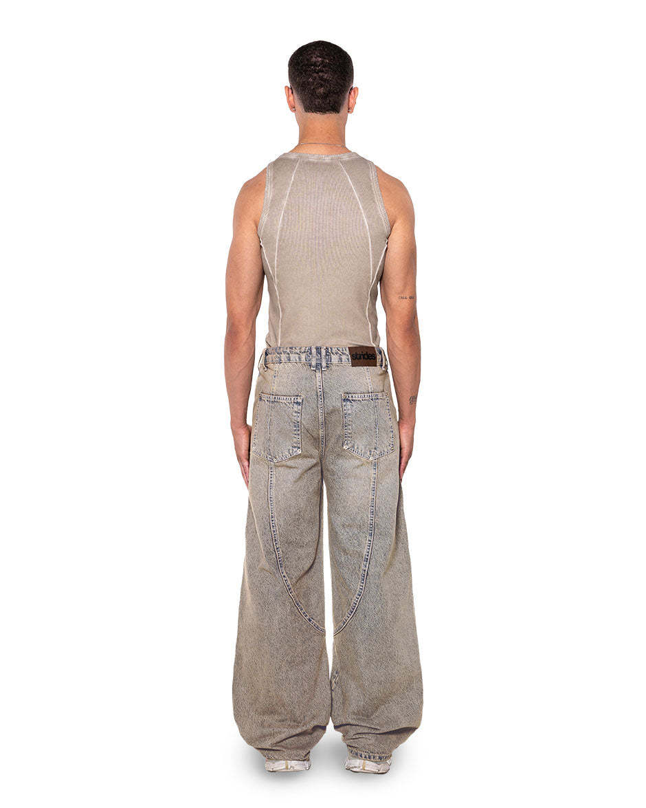 Claw Denim Light Grey Yellow-IYAMIUIO