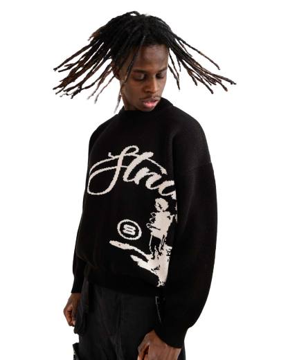 Echoes Knit Sweater Black-IYAMIUIO