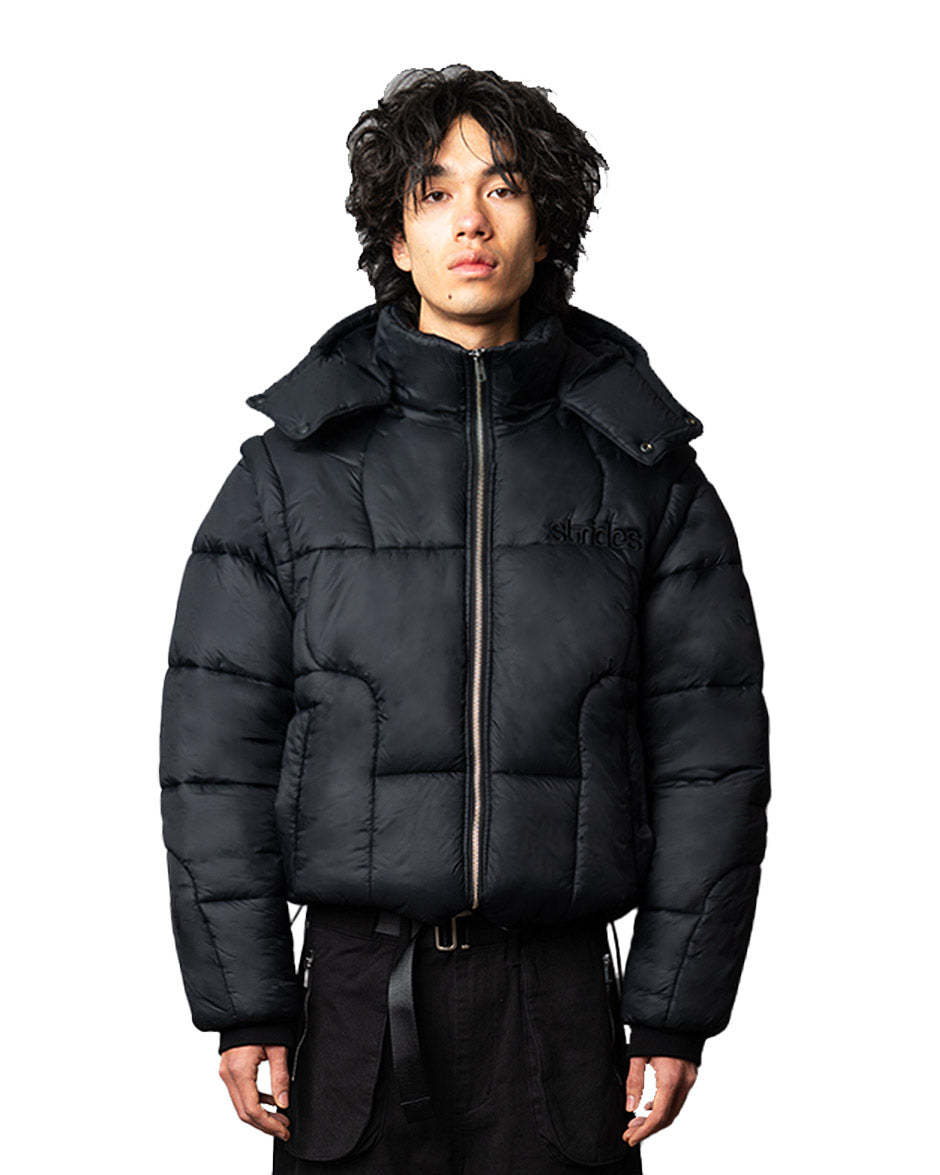 Detachable Puffer Jacket Black-IYAMIUIO