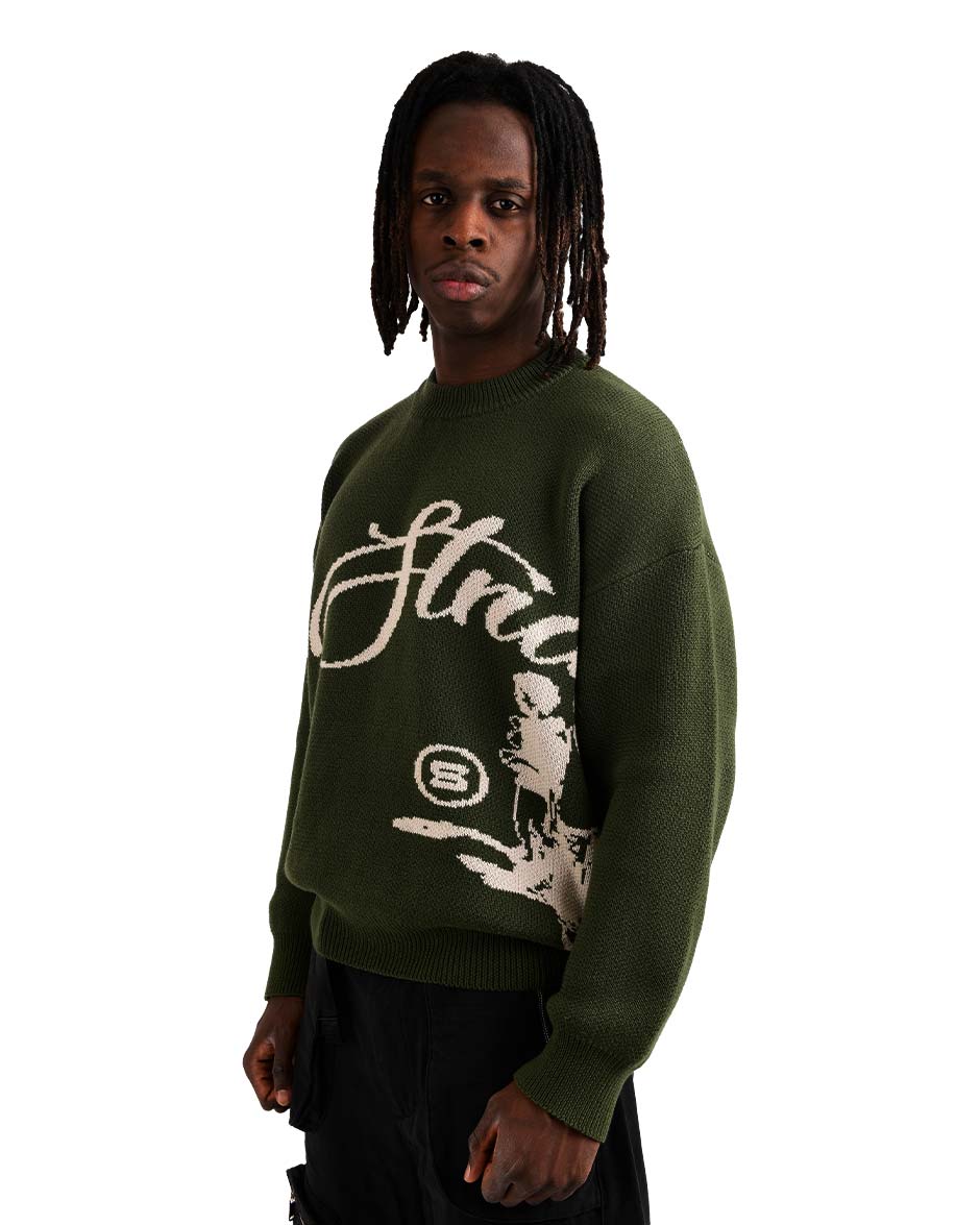 Echoes Knit Sweater Olive-IYAMIUIO