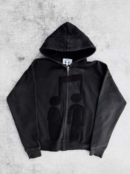 “Music Connects Us” v2 Zip (Black)-IYAMIUIO