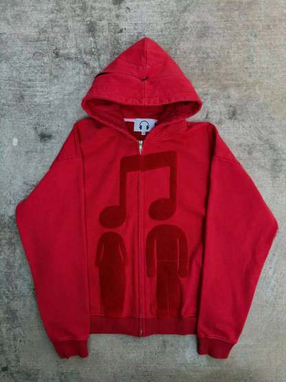 “Music Connects Us” v2 Zip (Red)-IYAMIUIO