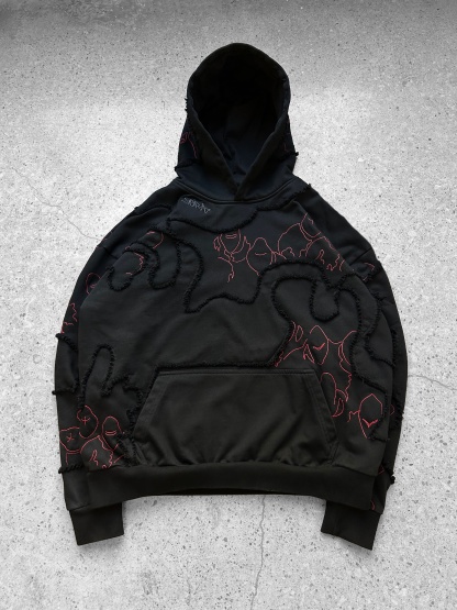 "LEVEL UP" Hoodie Black-IYAMIUIO