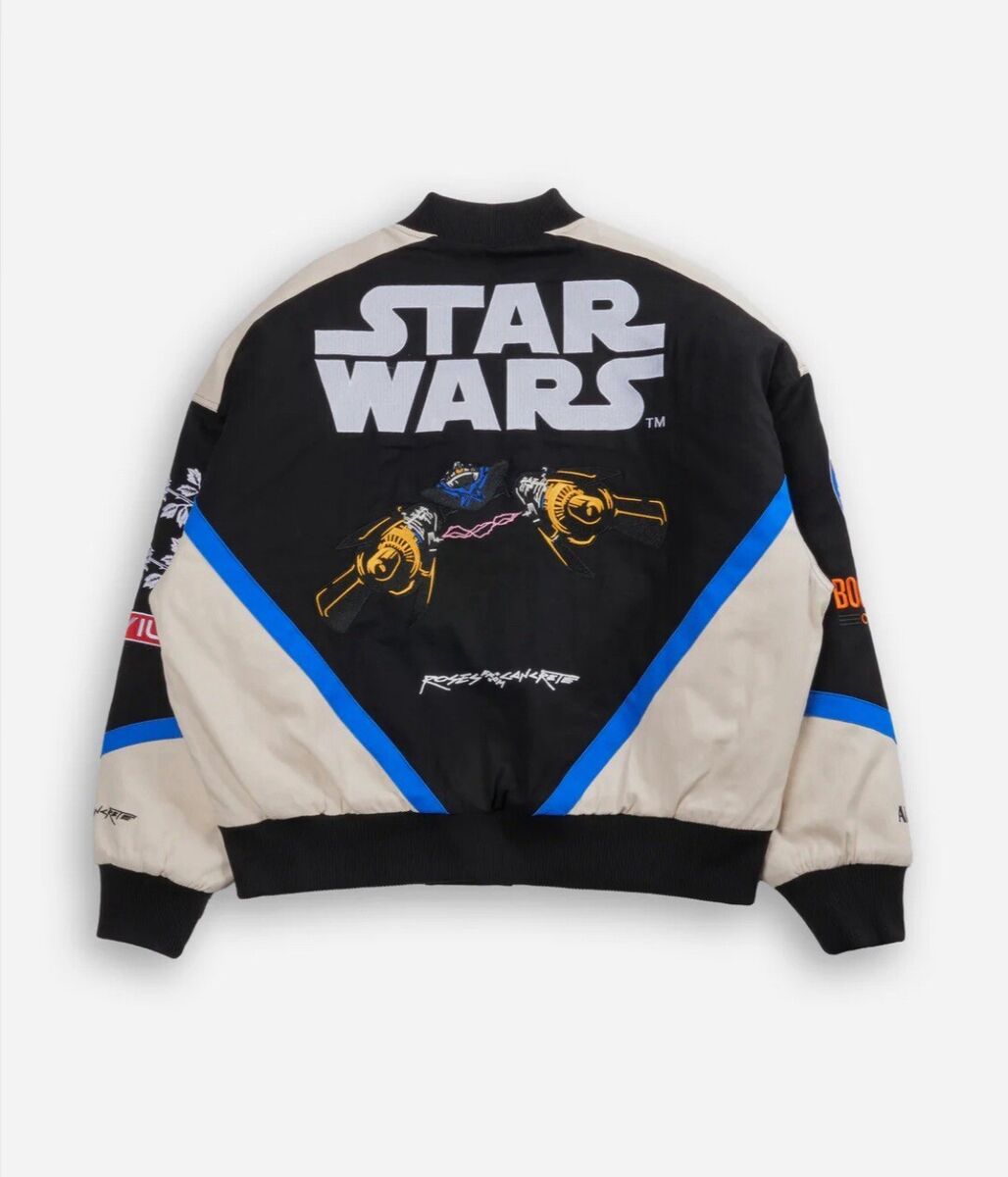 STAR WARS POD RACING VARSITY BOMBER JACKET BLUE BLACK