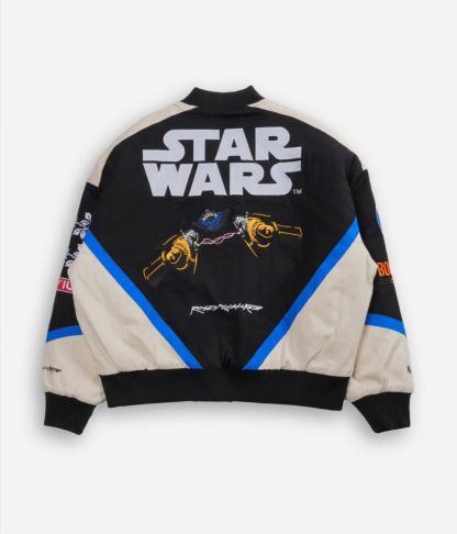 STAR WARS POD RACING VARSITY BOMBER JACKET BLUE BLACK