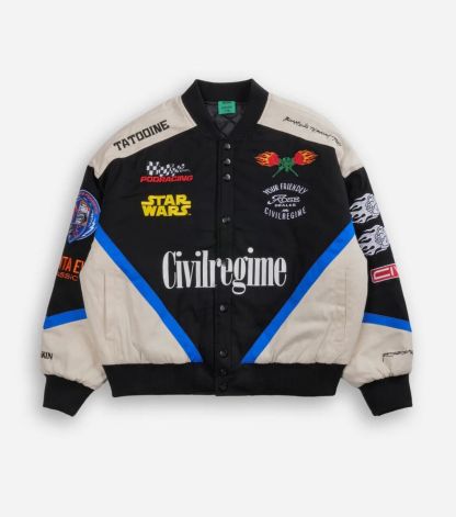 STAR WARS POD RACING VARSITY BOMBER JACKET BLUE BLACK