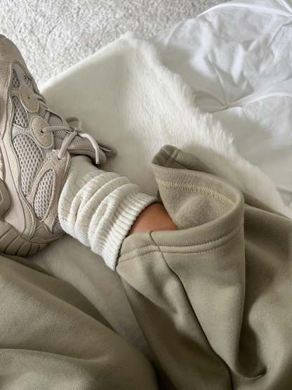 Signature Wide Leg Sweatpants in Limestone-IYAMIUIO