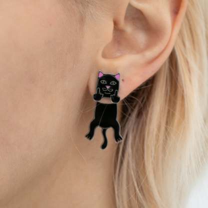Naughty Jerm Earrings (Black)-IYAMIUIO