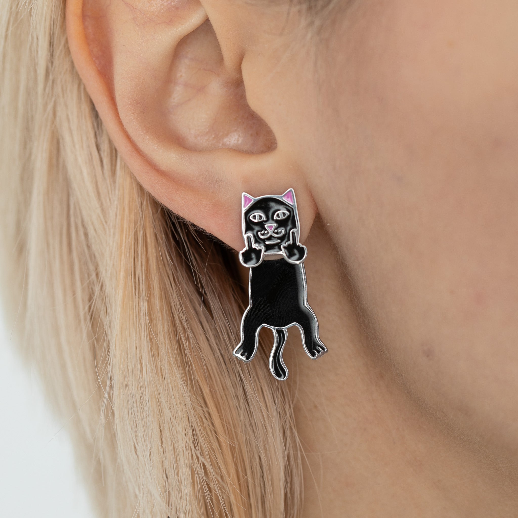 Naughty Jerm Earrings (Black)-IYAMIUIO