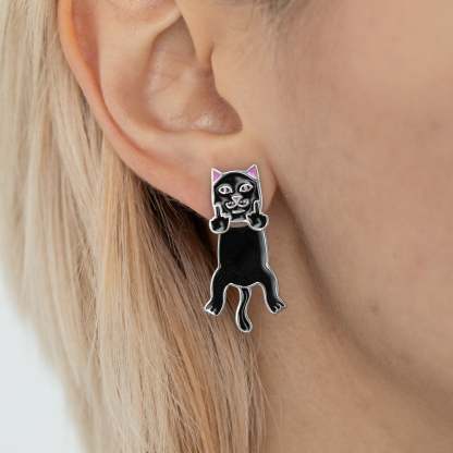 Naughty Jerm Earrings (Black)-IYAMIUIO