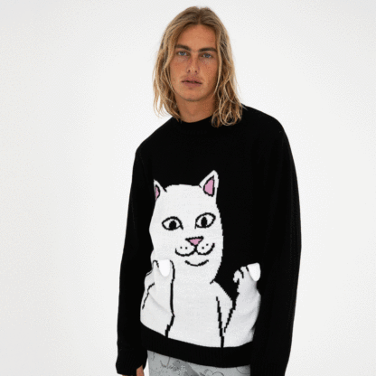 Lord Nermal Flippy Knitty Sweater (Black)-IYAMIUIO