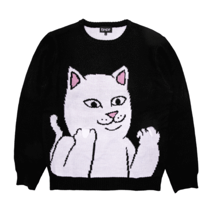 Lord Nermal Flippy Knitty Sweater (Black)-IYAMIUIO