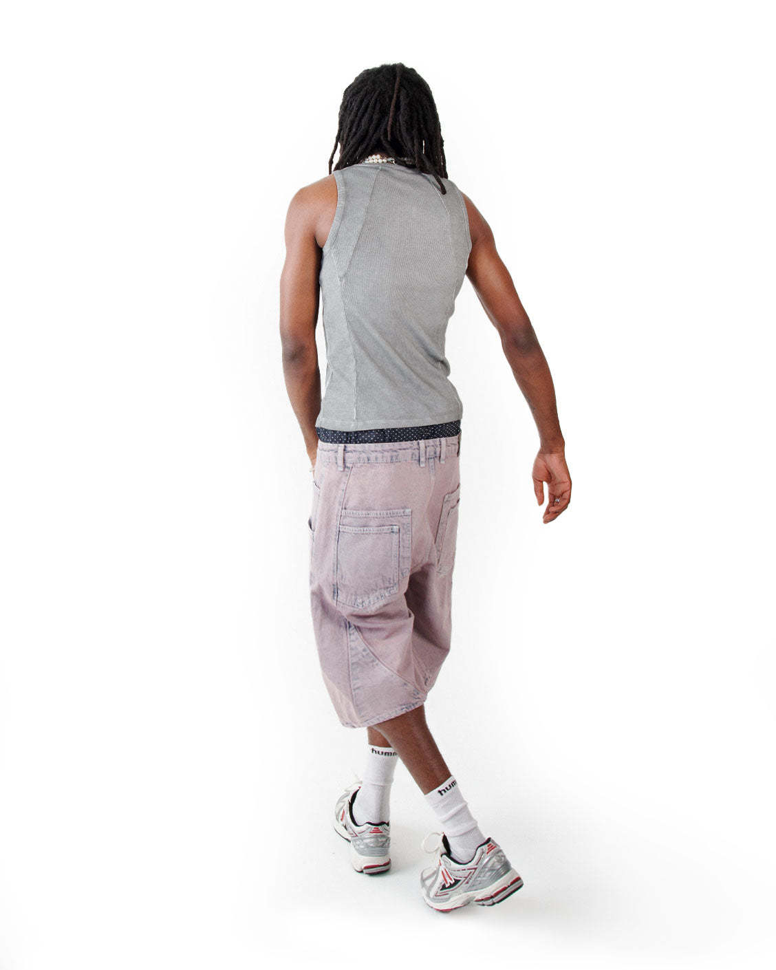 Line Tank Top Grey Oil Wash-IYAMIUIO