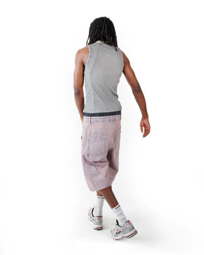 Line Tank Top Grey Oil Wash-IYAMIUIO