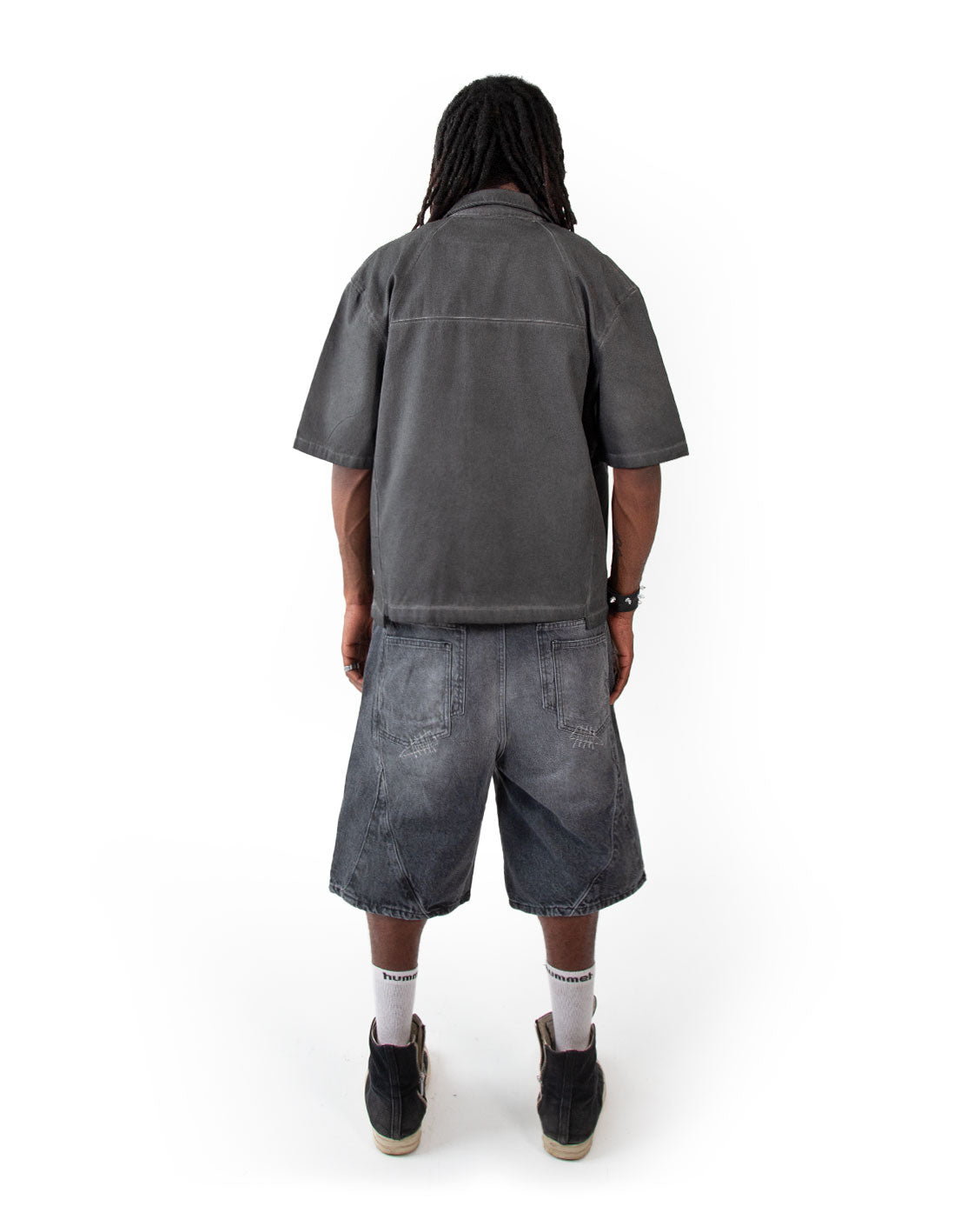 Carpenter Split Jorts Black-IYAMIUIO