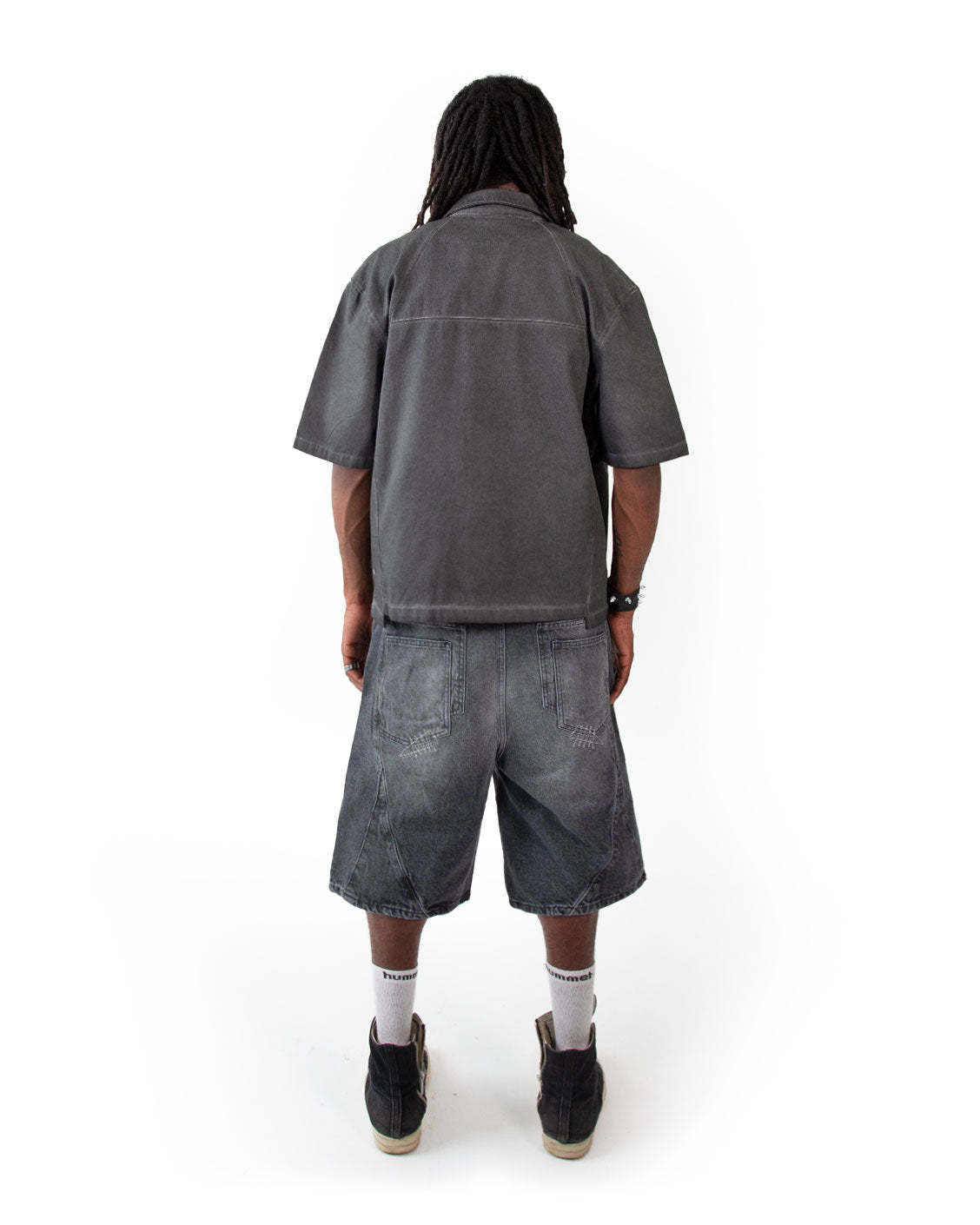 Carpenter Split Jorts Black-IYAMIUIO