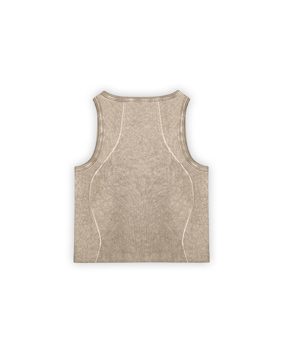 Curve Crop Top Beige Oil Wash-IYAMIUIO