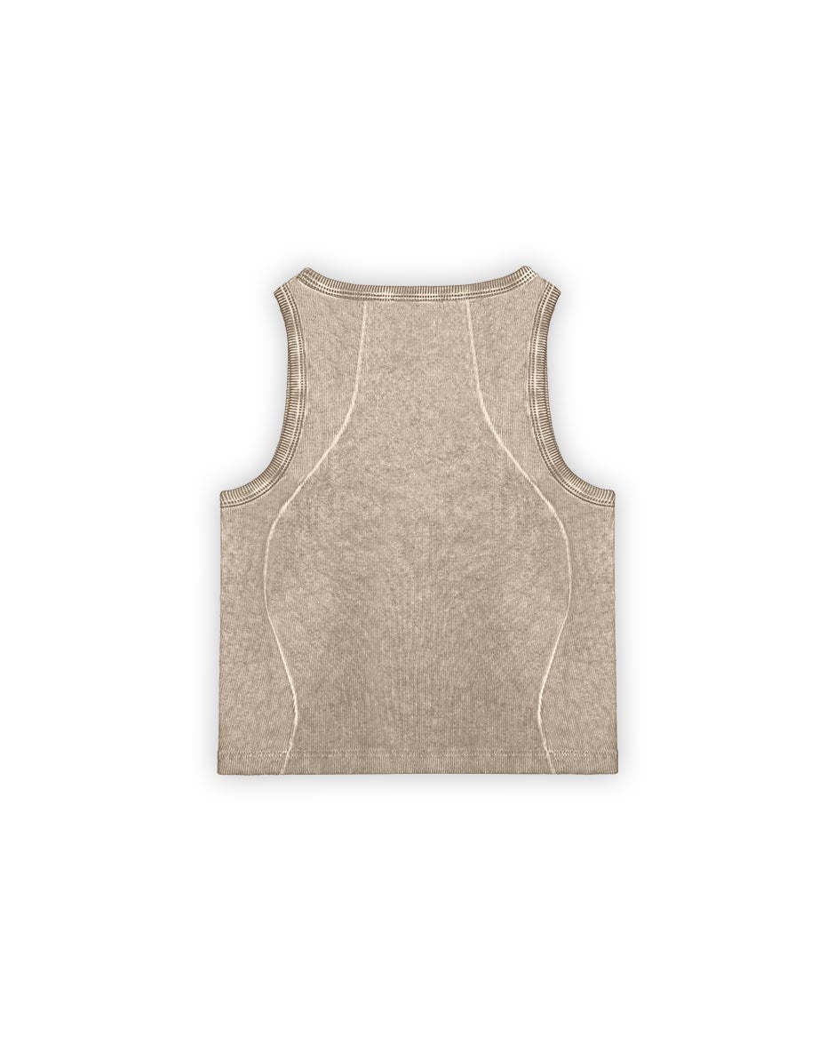 Curve Crop Top Beige Oil Wash-IYAMIUIO