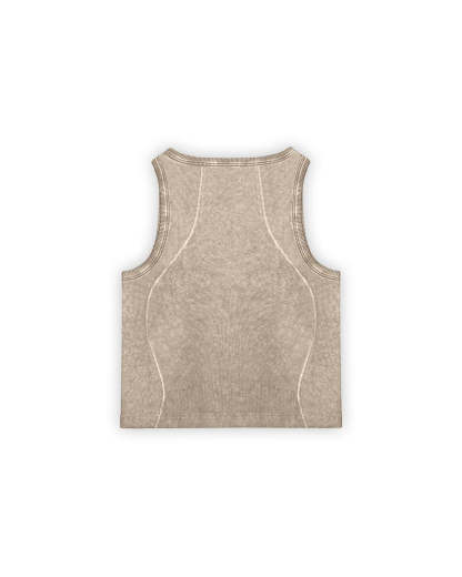 Curve Crop Top Beige Oil Wash-IYAMIUIO