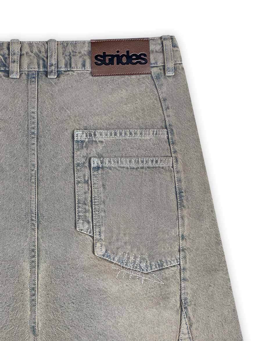 Carpenter Split Jorts Grey Yellow-IYAMIUIO