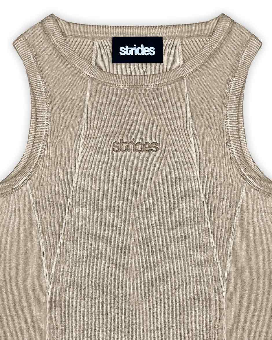 Line Tank Top Beige Oil Wash-IYAMIUIO