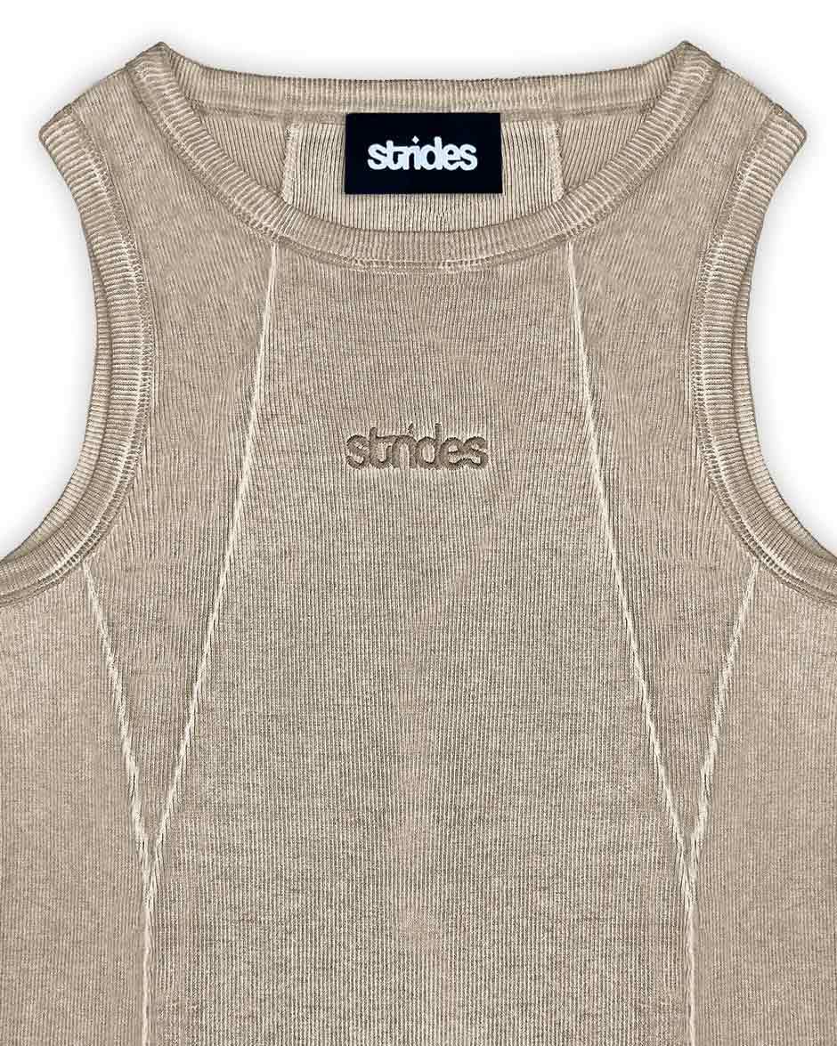 Line Tank Top Beige Oil Wash-IYAMIUIO