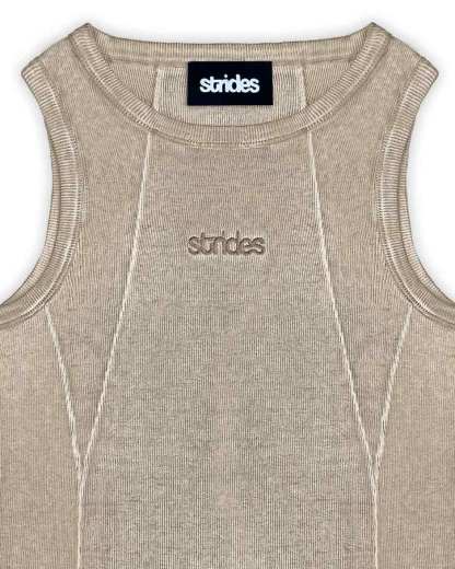 Line Tank Top Beige Oil Wash-IYAMIUIO