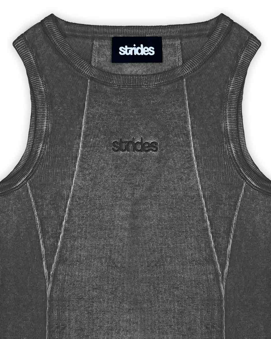 Line Tank Top Black Oil Wash-IYAMIUIO