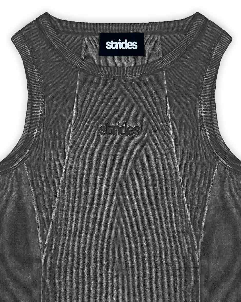 Line Tank Top Black Oil Wash-IYAMIUIO