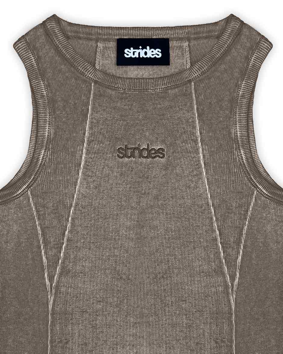 Line Tank Top Brown Oil Wash-IYAMIUIO