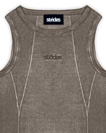 Line Tank Top Brown Oil Wash-IYAMIUIO