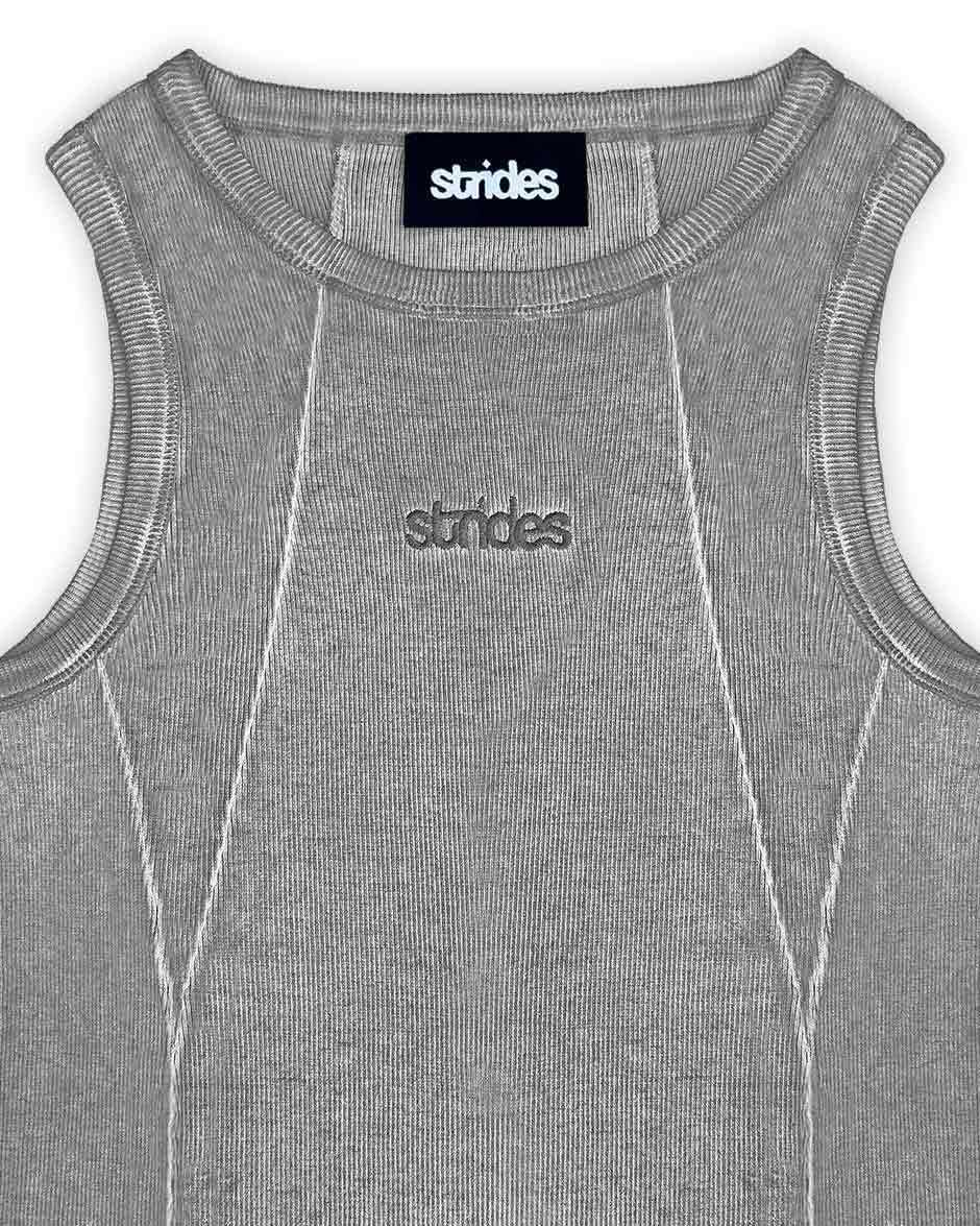 Line Tank Top Grey Oil Wash-IYAMIUIO