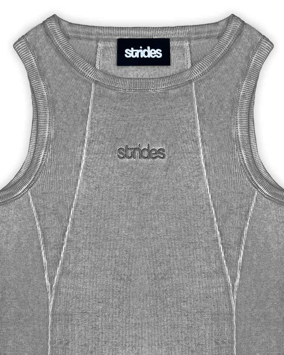 Line Tank Top Grey Oil Wash-IYAMIUIO