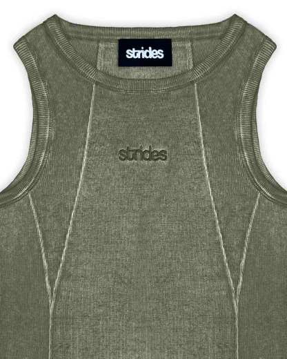 Line Tank Top Olive Oil Wash-IYAMIUIO