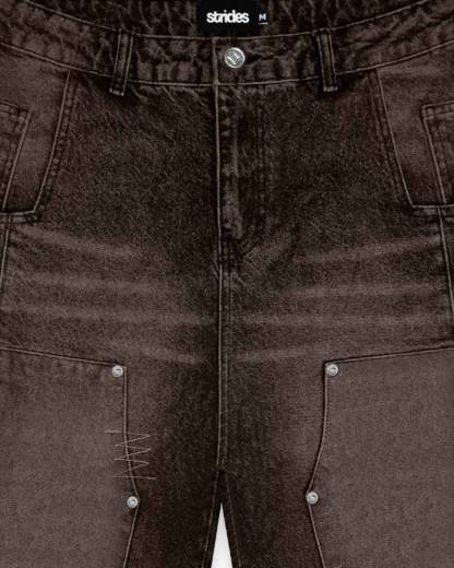 Carpenter Split Jorts Brown-IYAMIUIO