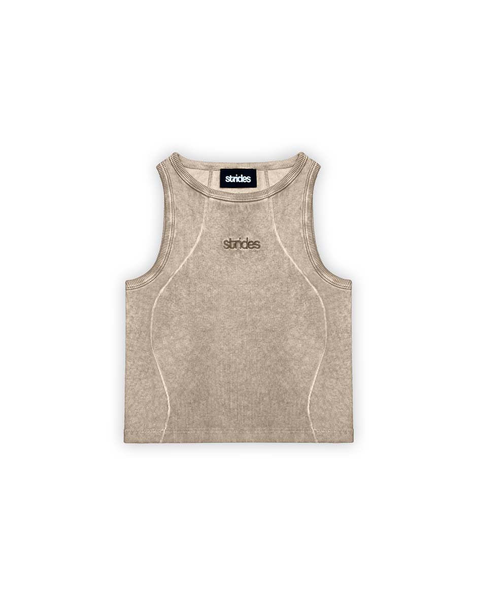 Curve Crop Top Beige Oil Wash-IYAMIUIO