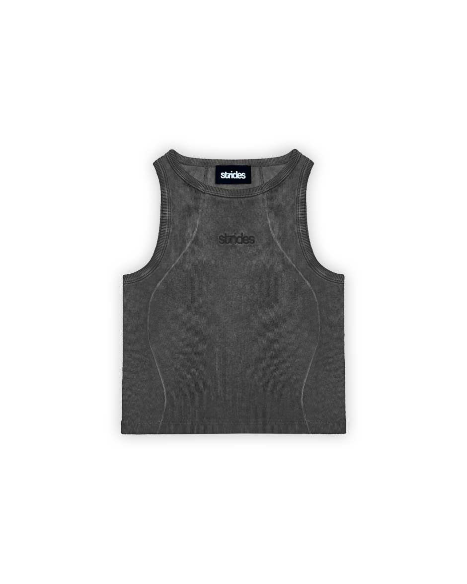 Curve Crop Top Black Oil Wash-IYAMIUIO