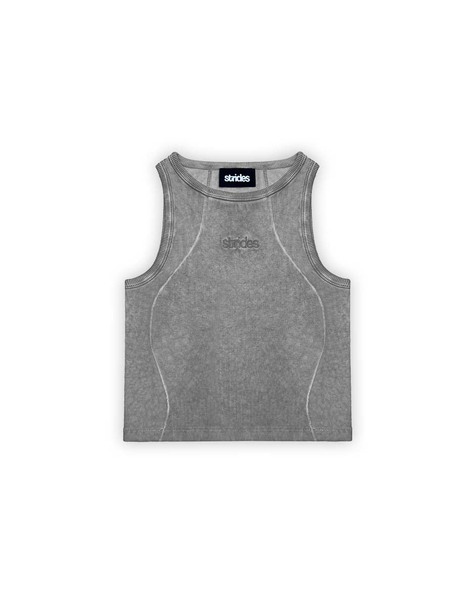 Curve Crop Top Grey Oil Wash-IYAMIUIO