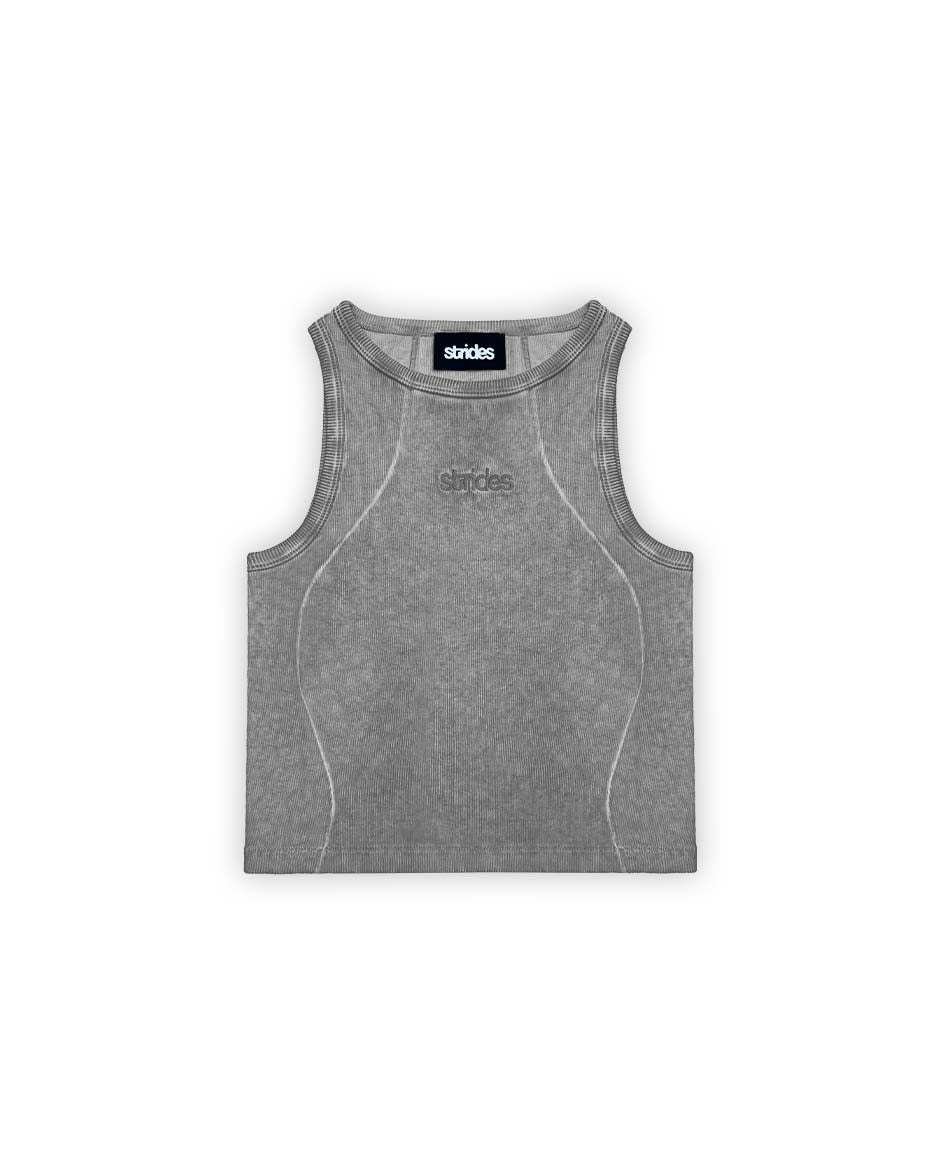 Curve Crop Top Grey Oil Wash-IYAMIUIO