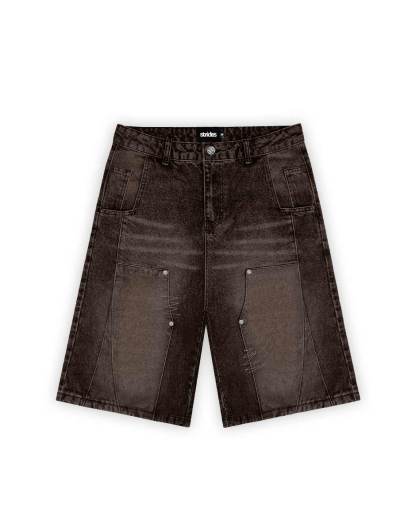 Carpenter Split Jorts Brown-IYAMIUIO