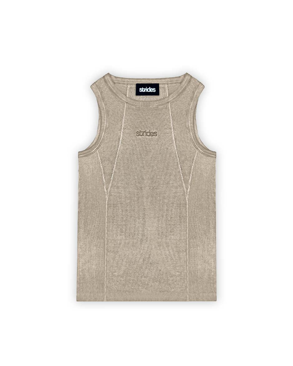 Line Tank Top Beige Oil Wash-IYAMIUIO
