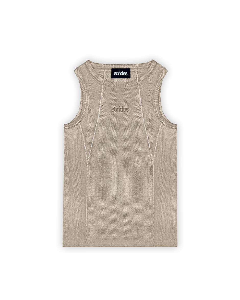 Line Tank Top Beige Oil Wash-IYAMIUIO