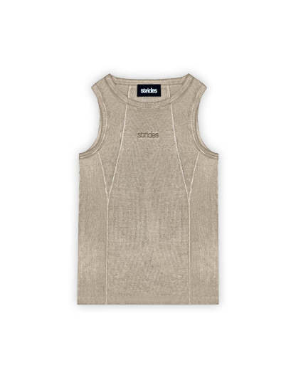Line Tank Top Beige Oil Wash-IYAMIUIO
