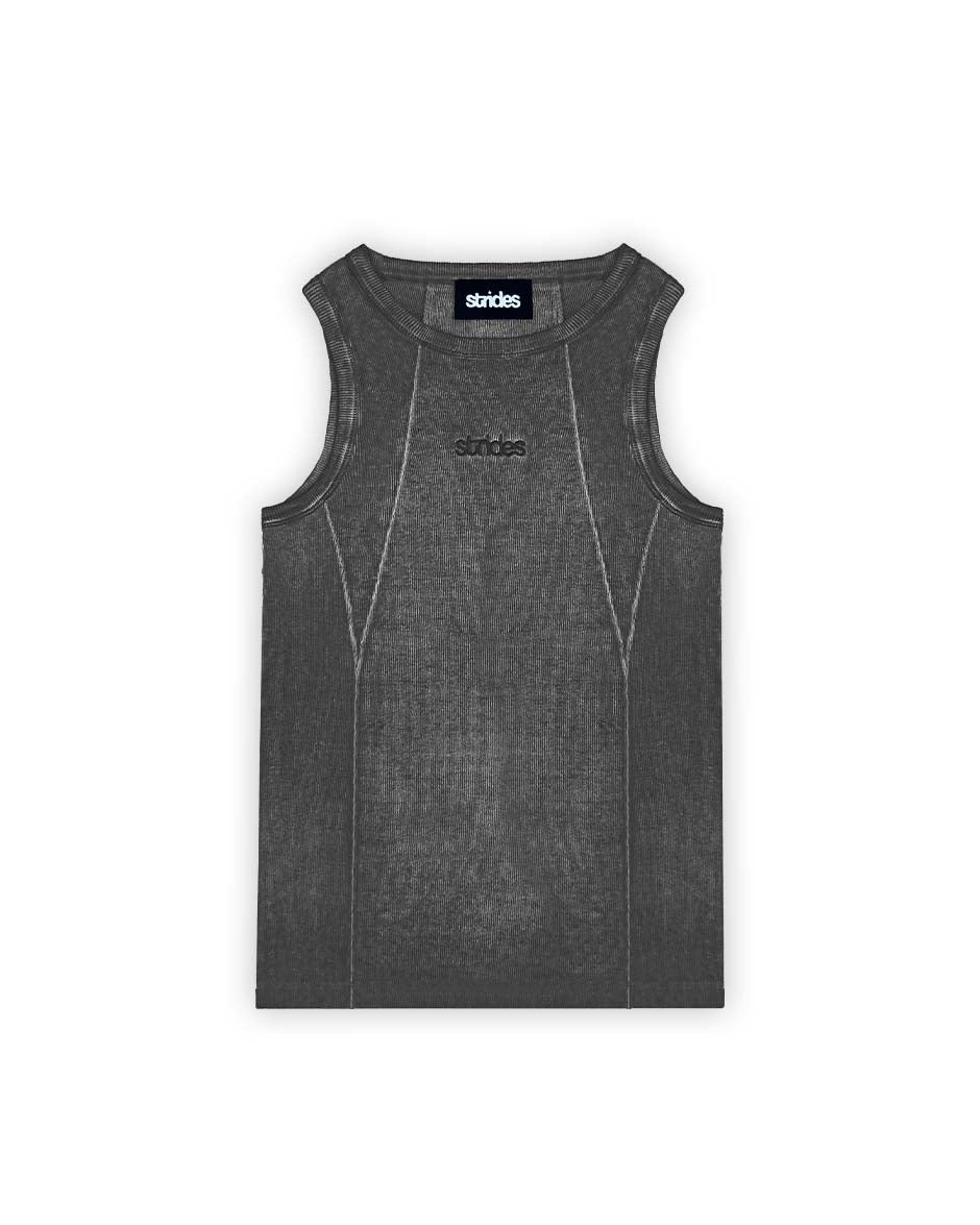 Line Tank Top Black Oil Wash-IYAMIUIO