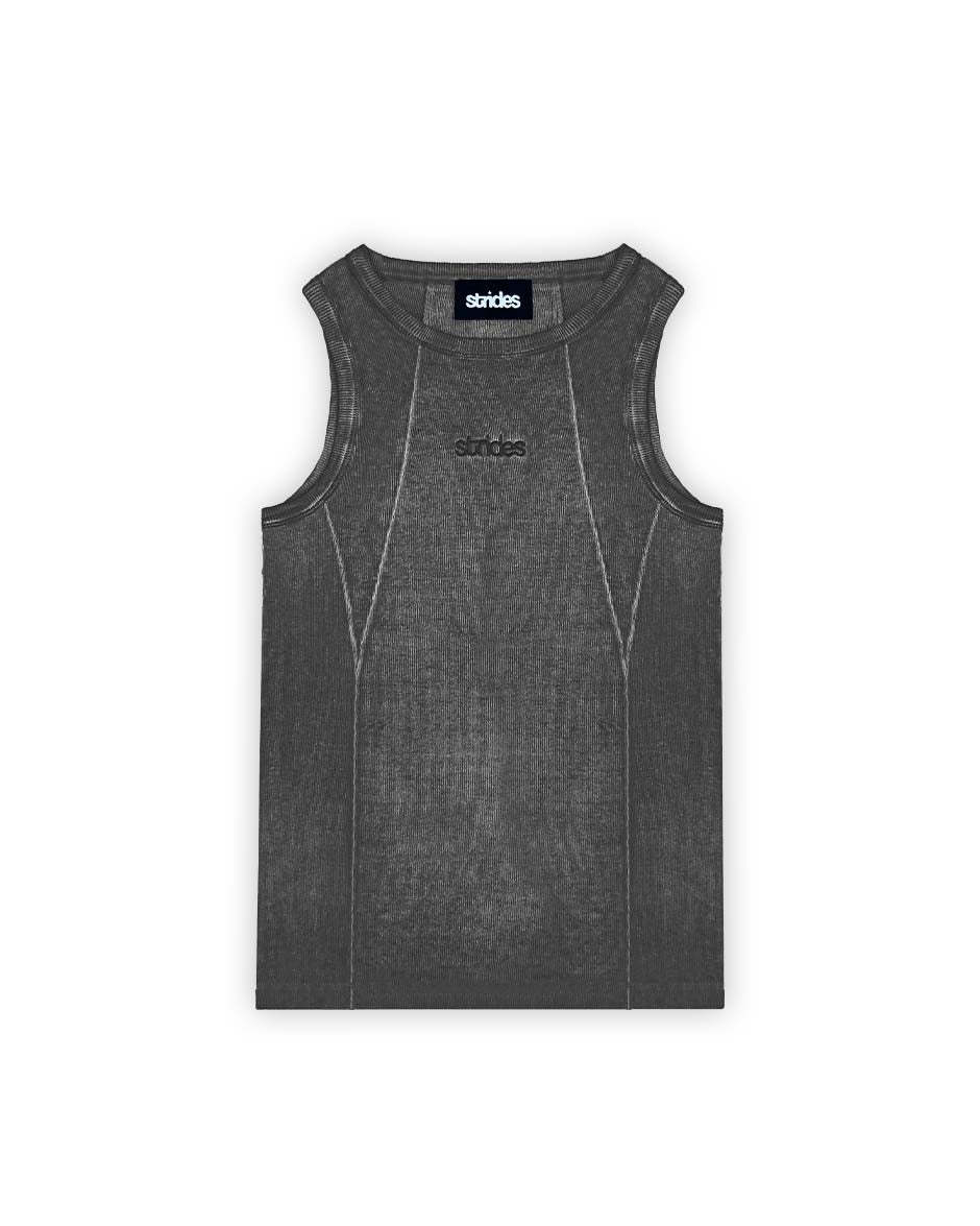 Line Tank Top Black Oil Wash-IYAMIUIO