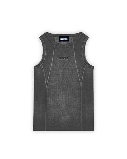 Line Tank Top Black Oil Wash-IYAMIUIO
