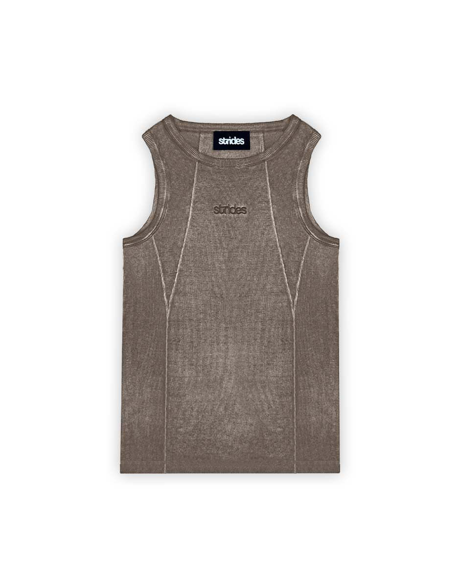 Line Tank Top Brown Oil Wash-IYAMIUIO