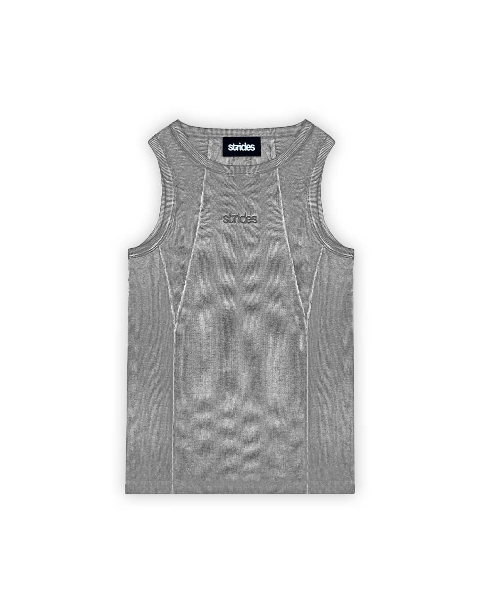 Line Tank Top Grey Oil Wash-IYAMIUIO