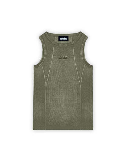 Line Tank Top Olive Oil Wash-IYAMIUIO