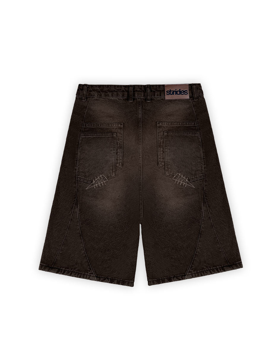 Carpenter Split Jorts Brown-IYAMIUIO